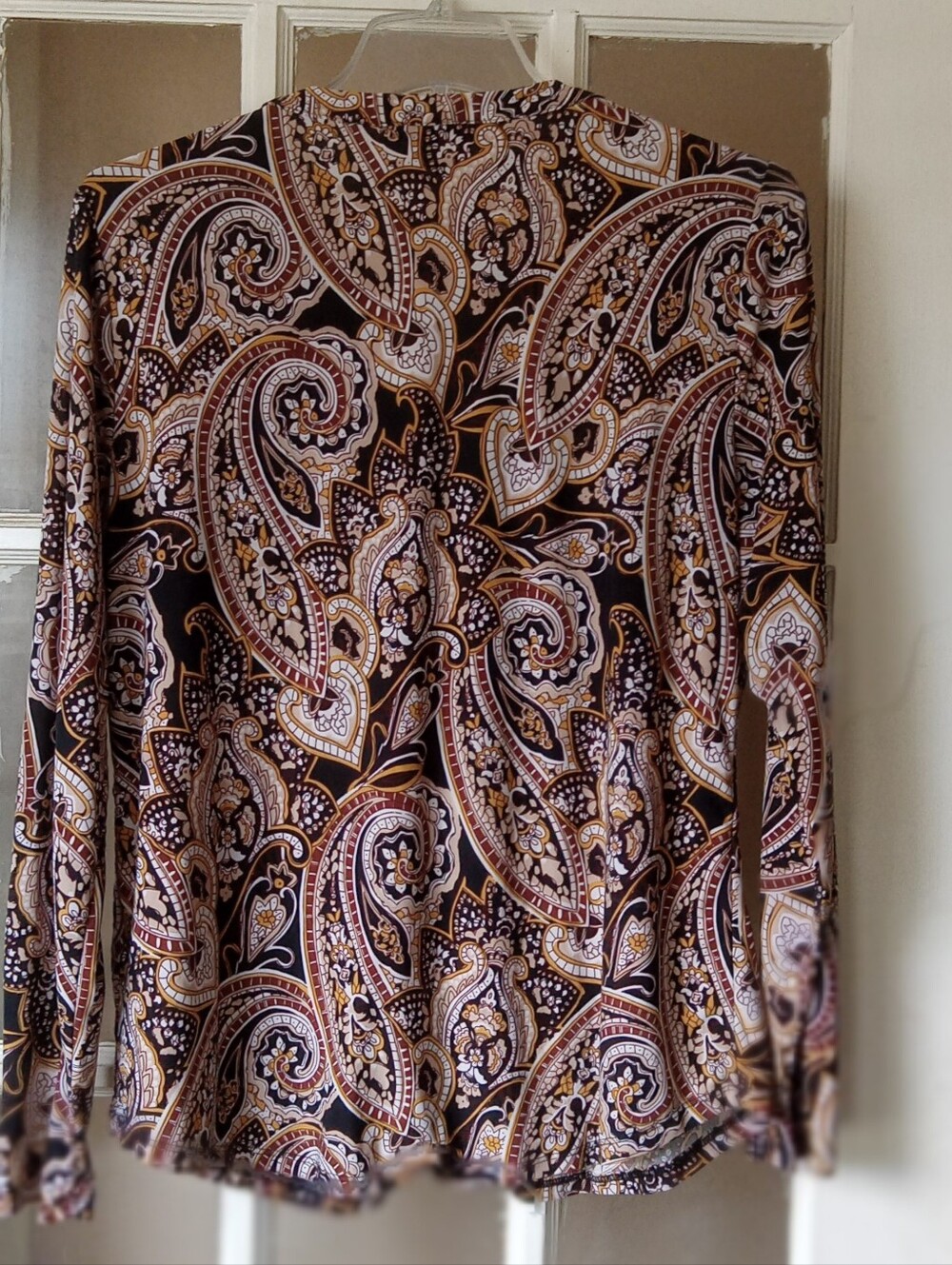 INC International Concepts Paisley Print Blouse in Brown & Cream - Picture 2 of 5